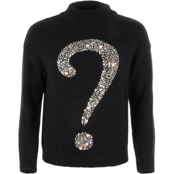 Moschino Cheap and Chic Question Mark Sweater - Black/Silver/Pearl - Picture 2 of 4